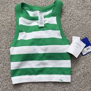Green and White Striped Sports Bra Tank Top JoyLab XS